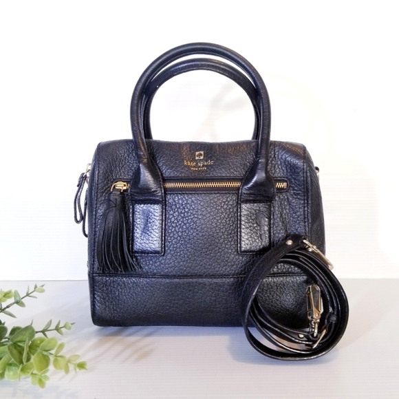 KATE SPADE Southpoint Avenue Alessa Black Pebbled Leather Satchel Bag - Picture 1 of 16